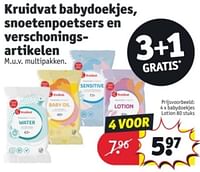 Promoties Babydoekjes lotion - Huismerk - Kruidvat - Geldig van 11/06/2024 tot 23/06/2024 bij Kruidvat