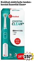 Promoties Kruidvat elektrische tandenborstel essential clean+ - Huismerk - Kruidvat - Geldig van 11/06/2024 tot 23/06/2024 bij Kruidvat