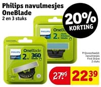 Promoties Navulmesjes first shave - Philips - Geldig van 11/06/2024 tot 23/06/2024 bij Kruidvat