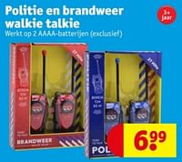 Promoties Politie en brandweer walkie talkie - Huismerk - Kruidvat - Geldig van 11/06/2024 tot 23/06/2024 bij Kruidvat