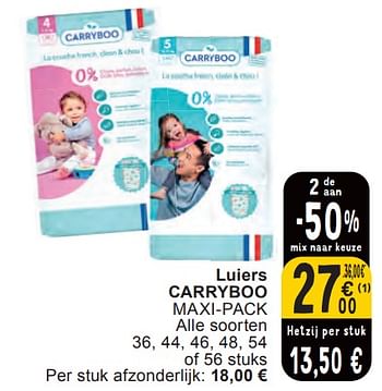 Promoties Luiers carryboo maxi-pack - Carryboo - Geldig van 11/06/2024 tot 07/08/2024 bij Cora