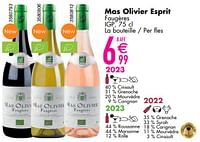 Promotions Mas olivier esprit faugères igp - Vins rouges - Valide de 11/06/2024 à 07/08/2024 chez Cora