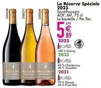 Promotions La réserve spéciale 2023 saint-pourçain aop, mp - Vins rouges - Valide de 11/06/2024 à 07/08/2024 chez Cora