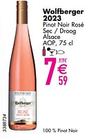 Promotions Wolfberger 2023 pinot noir rosé sec - droog alsace aop - Vins rosé - Valide de 11/06/2024 à 07/08/2024 chez Cora