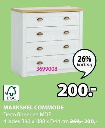 Promoties Markskel commode 4 lades - Huismerk - Jysk - Geldig van 03/06/2024 tot 23/06/2024 bij Jysk