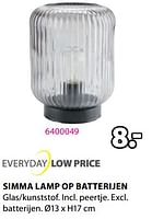 Promoties Simma lamp op batterijen - Huismerk - Jysk - Geldig van 03/06/2024 tot 23/06/2024 bij Jysk