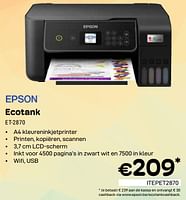 Promoties Epson ecotank et-2870 - Epson - Geldig van 01/06/2024 tot 30/06/2024 bij Compudeals