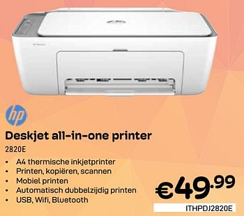 Promoties Hp deskjet all-in-one printer 2820e - HP - Geldig van 01/06/2024 tot 30/06/2024 bij Compudeals