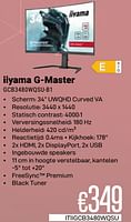 Promoties Iiyama g-master gcb3480wqsu-b1 - Iiyama - Geldig van 01/06/2024 tot 30/06/2024 bij Compudeals