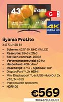 Promoties Iiyama prolite x4373uhsu-b1 - Iiyama - Geldig van 01/06/2024 tot 30/06/2024 bij Compudeals