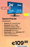 Promoties Iiyama prolite xu2493hs-b5 - Iiyama - Geldig van 01/06/2024 tot 30/06/2024 bij Compudeals