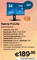 Promoties Iiyama prolite xub2492qsu-b1 - Iiyama - Geldig van 01/06/2024 tot 30/06/2024 bij Compudeals