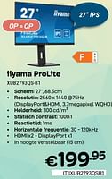 Promoties Iiyama prolite xub2793qs-b1 - Iiyama - Geldig van 01/06/2024 tot 30/06/2024 bij Compudeals