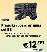 Promoties Primo keyboard en muis set be - Trust - Geldig van 01/06/2024 tot 30/06/2024 bij Compudeals