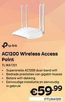 Promoties Tp-link ac1200 wireless access point tl-wa1201 - TP-LINK - Geldig van 01/06/2024 tot 30/06/2024 bij Compudeals