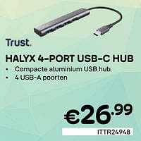 Promoties Trust halyx 4-port usb-c hub - Trust - Geldig van 01/06/2024 tot 30/06/2024 bij Compudeals
