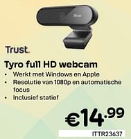 Promoties Tyro full hd webcam - Trust - Geldig van 01/06/2024 tot 30/06/2024 bij Compudeals