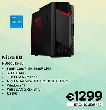 Promoties Acer nitro 50 n50-650 i5480 - Acer - Geldig van 01/06/2024 tot 30/06/2024 bij Compudeals