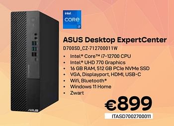 Promoties Asus desktop expertcenter d700sd_cz-712700011w - Asus - Geldig van 01/06/2024 tot 30/06/2024 bij Compudeals