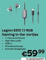 Promoties Legion e510 7.1 rgb gaming in-ear oortjes - Lenovo - Geldig van 01/06/2024 tot 30/06/2024 bij Compudeals
