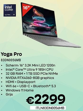 Promoties Lenovo yoga pro 83dn0056mb - Lenovo - Geldig van 01/06/2024 tot 30/06/2024 bij Compudeals