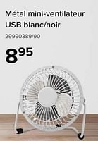 Promotions Nedis métal mini-ventilateur usb blanc-noir - Nedis - Valide de 10/06/2024 à 31/08/2024 chez Euro Shop