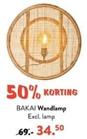 Promoties Bakai wandlamp - Huismerk - Casa - Geldig van 10/06/2024 tot 30/06/2024 bij Casa