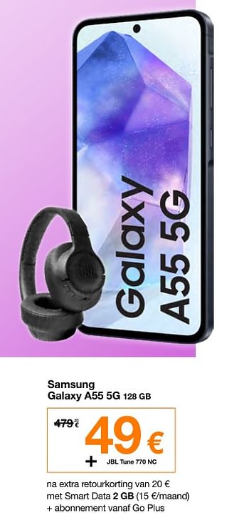 Promoties Samsung galaxy a55 5g 128 gb - Samsung - Geldig van 04/06/2024 tot 30/06/2024 bij Orange