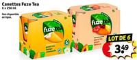 Promotions Canettes fuze tea - FuzeTea - Valide de 11/06/2024 à 23/06/2024 chez Kruidvat