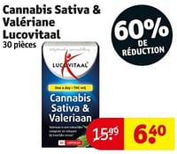 Promotions Cannabis sativa + valériane lucovitaal - Lucovitaal - Valide de 11/06/2024 à 23/06/2024 chez Kruidvat