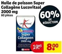 Promotions Huile de poisson super collagène lucovitaal 2000 mg - Lucovitaal - Valide de 11/06/2024 à 23/06/2024 chez Kruidvat