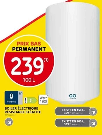 Promotions Boiler électrique résistance stéatite - Van Marcke - Valide de 12/06/2024 à 24/06/2024 chez Brico