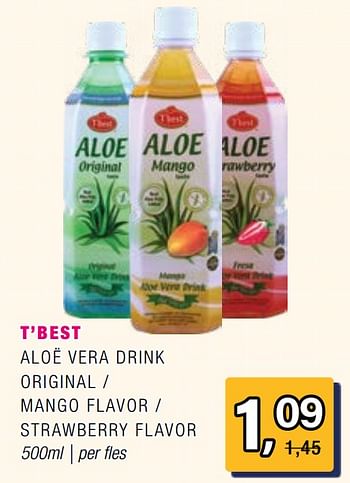 Promoties T’best aloë vera drink original - mango flavor - strawberry flavor - Huismerk - Amazing Oriental - Geldig van 05/06/2024 tot 25/06/2024 bij Amazing Oriental