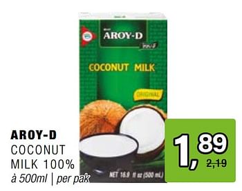 Promoties Aroy-d coconut milk 100% - Aroy-d - Geldig van 05/06/2024 tot 25/06/2024 bij Amazing Oriental