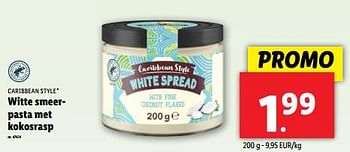 Promoties Witte smeerpasta met kokosrasp - Caribbean Style - Geldig van 19/06/2024 tot 25/06/2024 bij Lidl