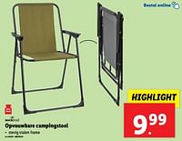 Promoties Opvouwbare campingstoel - Rocktrail - Geldig van 19/06/2024 tot 25/06/2024 bij Lidl