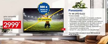 Promotions Panasonic tv 4k uhd oled tx65mz2000e - Panasonic - Valide de 31/05/2024 à 30/06/2024 chez Selexion