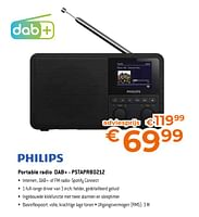 Promoties Philips portable radio dab+ - pstapr80212 - Philips - Geldig van 31/05/2024 tot 30/06/2024 bij Expert
