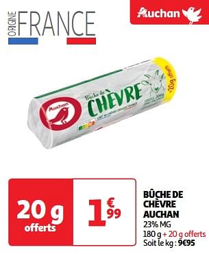 Promotions Bûche de chèvre auchan - Produit Maison - Auchan Ronq - Valide de 11/06/2024 à 17/06/2024 chez Auchan Ronq