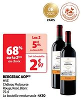 Promotions Bergerac aop hve château malcourse rouge, rosé, blanc - Vins rouges - Valide de 11/06/2024 à 17/06/2024 chez Auchan Ronq