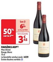 Promotions Faugères aop mas olivier rouge, blanc - Vins rouges - Valide de 11/06/2024 à 17/06/2024 chez Auchan Ronq