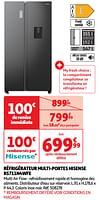 Promotions Réfrigérateur multi-portes hisense rs711n4wfe - Hisense - Valide de 11/06/2024 à 17/06/2024 chez Auchan Ronq