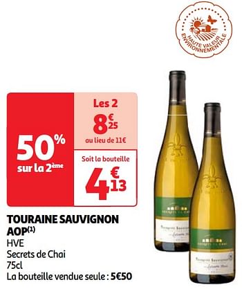 Promotions Touraine sauvignon aop hve secrets de chai - Vins blancs - Valide de 11/06/2024 à 17/06/2024 chez Auchan Ronq
