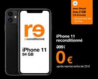 Promotions Apple iphone 11 reconditionné - Apple - Valide de 04/06/2024 à 30/06/2024 chez Orange