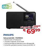 Promotions Philips radio portable dab+ - pstapr80212 - Philips - Valide de 31/05/2024 à 30/06/2024 chez Exellent