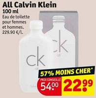 Promotions All calvin klein edt - Calvin Klein - Valide de 11/06/2024 à 23/06/2024 chez Kruidvat