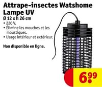 Promotions Attrape-insectes watshome lampe uv - Watshome - Valide de 11/06/2024 à 23/06/2024 chez Kruidvat