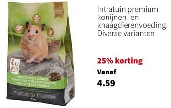 Promoties Intratuin premium konijnen- en knaagdierenvoeding - Huismerk - Intratuin - Geldig van 16/06/2024 tot 23/06/2024 bij Intratuin