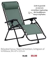 Promoties Relaxstoel sanya - Huismerk - Intratuin - Geldig van 16/06/2024 tot 23/06/2024 bij Intratuin