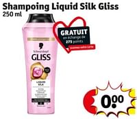 Promotions Shampoing liquid silk gliss - Schwarzkopf - Valide de 11/06/2024 à 23/06/2024 chez Kruidvat